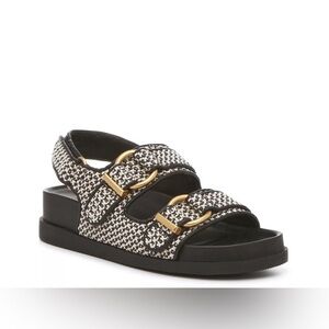 DV by Dolce Vita Black & White Houndstooth Buckle Sandals